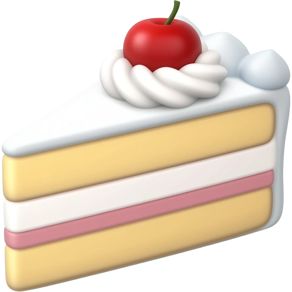 Create high-quality glossy emojis with a vibrant modern style.Make the emojis look premium, shiny, and eye-catching with bright highlights, smooth gradients, soft reflections, and glowing details. cake emoji emoji