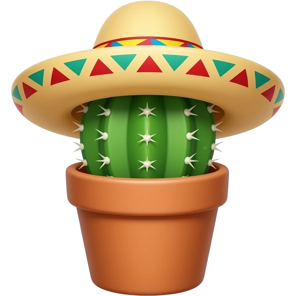 mexican Cactus Pot wearing sombrero emoji