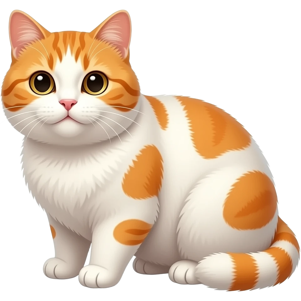 Fat white cat with orange spots emoji