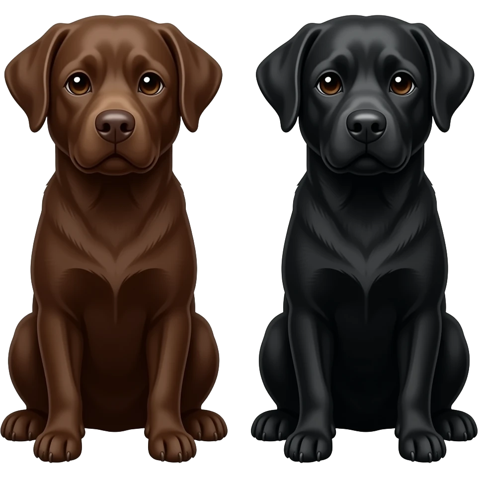 Chocolate Labrador and black Labrador emoji