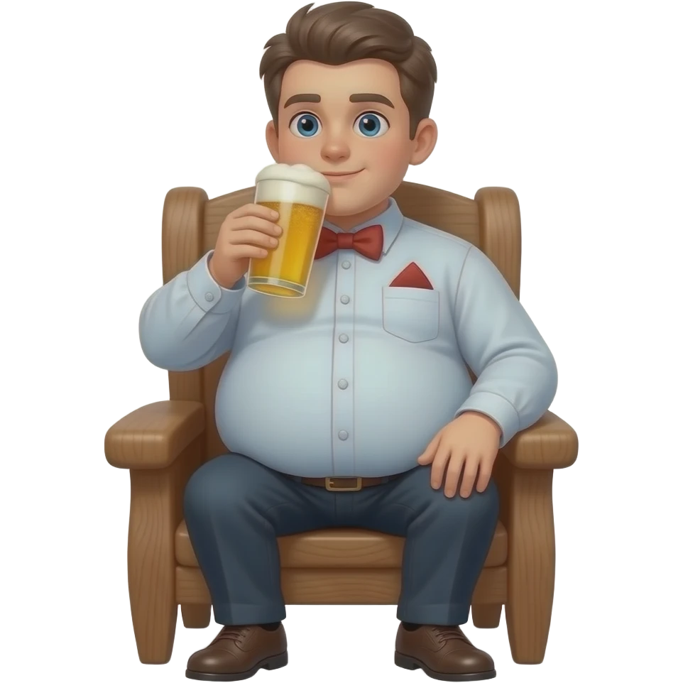 Chłopak ma 16 lat bardzo bardzo ogromnym brzucha brzuch ma kształt jak ogromna piłka i brzuch jest bardzo twardy i elegancko ubrany i siedzi na krześle i pije 🍺 emoji