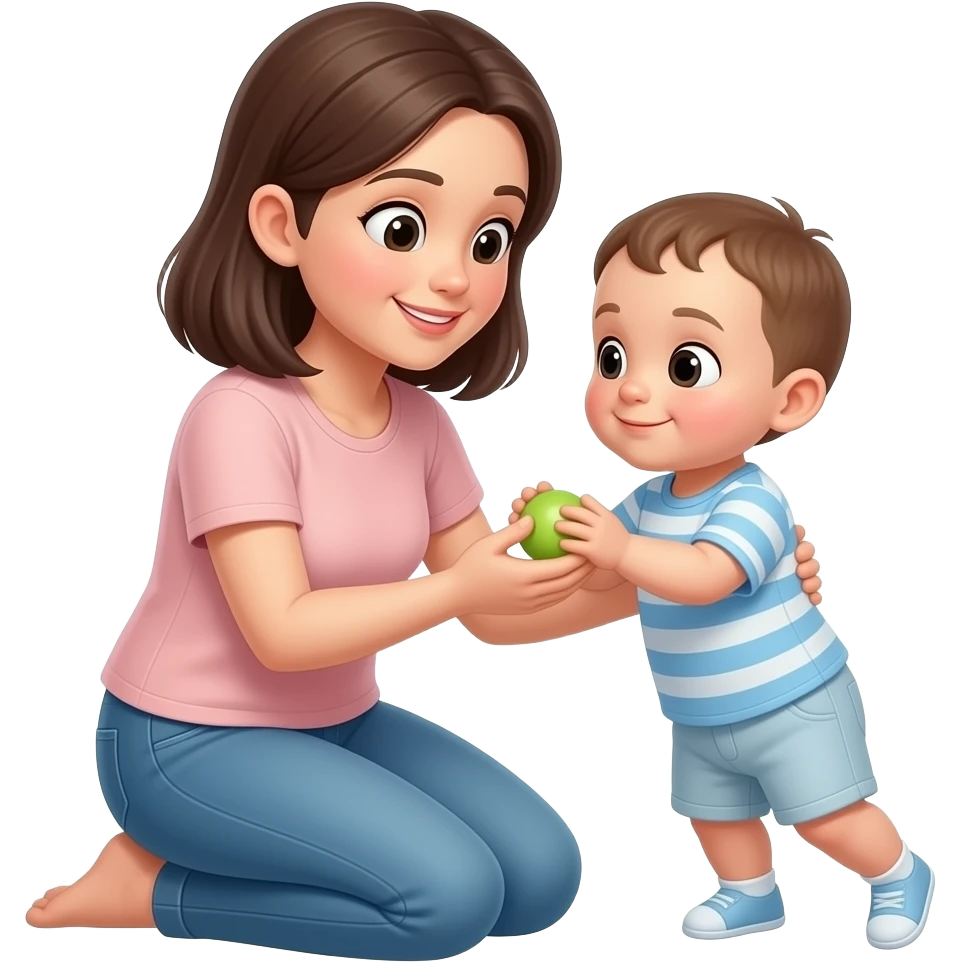 mama arrodillada jugando con bebe emoji