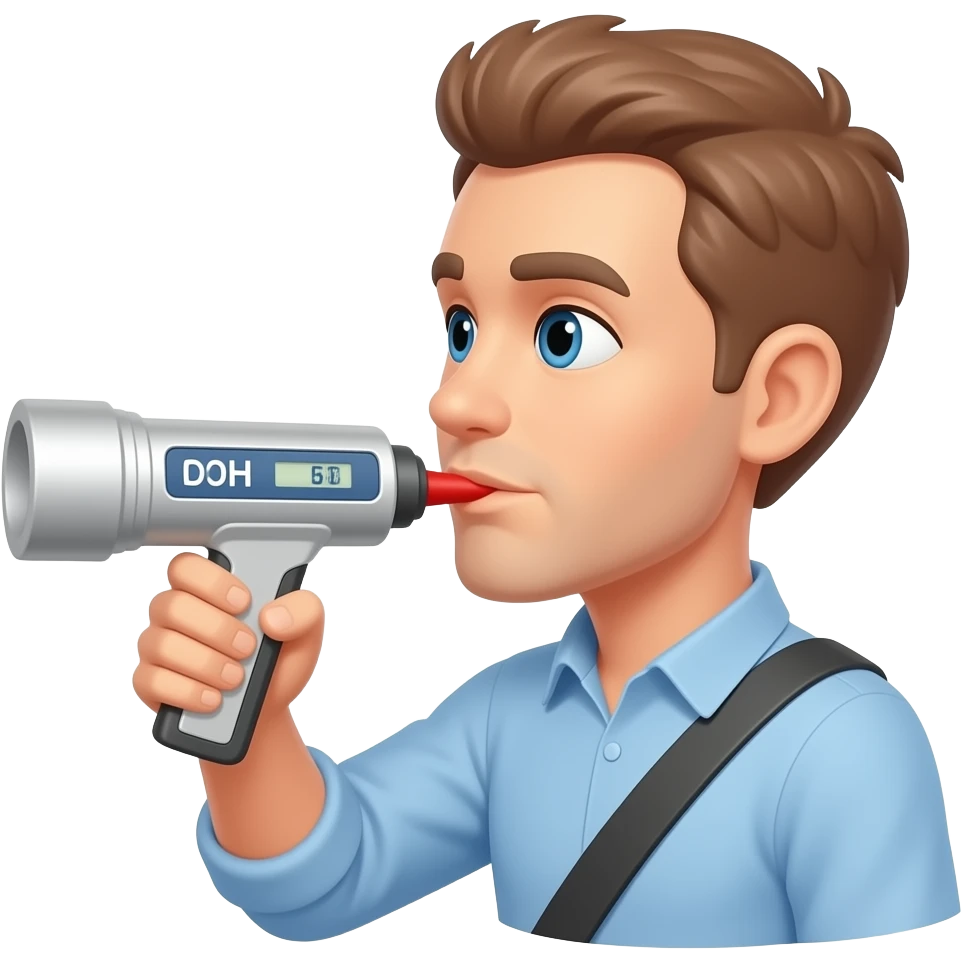 driver blowing into a Ignition interlock emoji