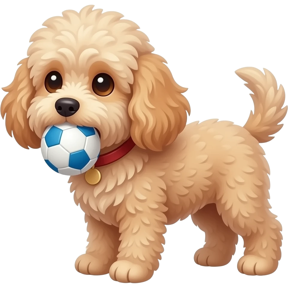 COCKAPOO HOLDING A BALL IN IT'S MOUTH emoji