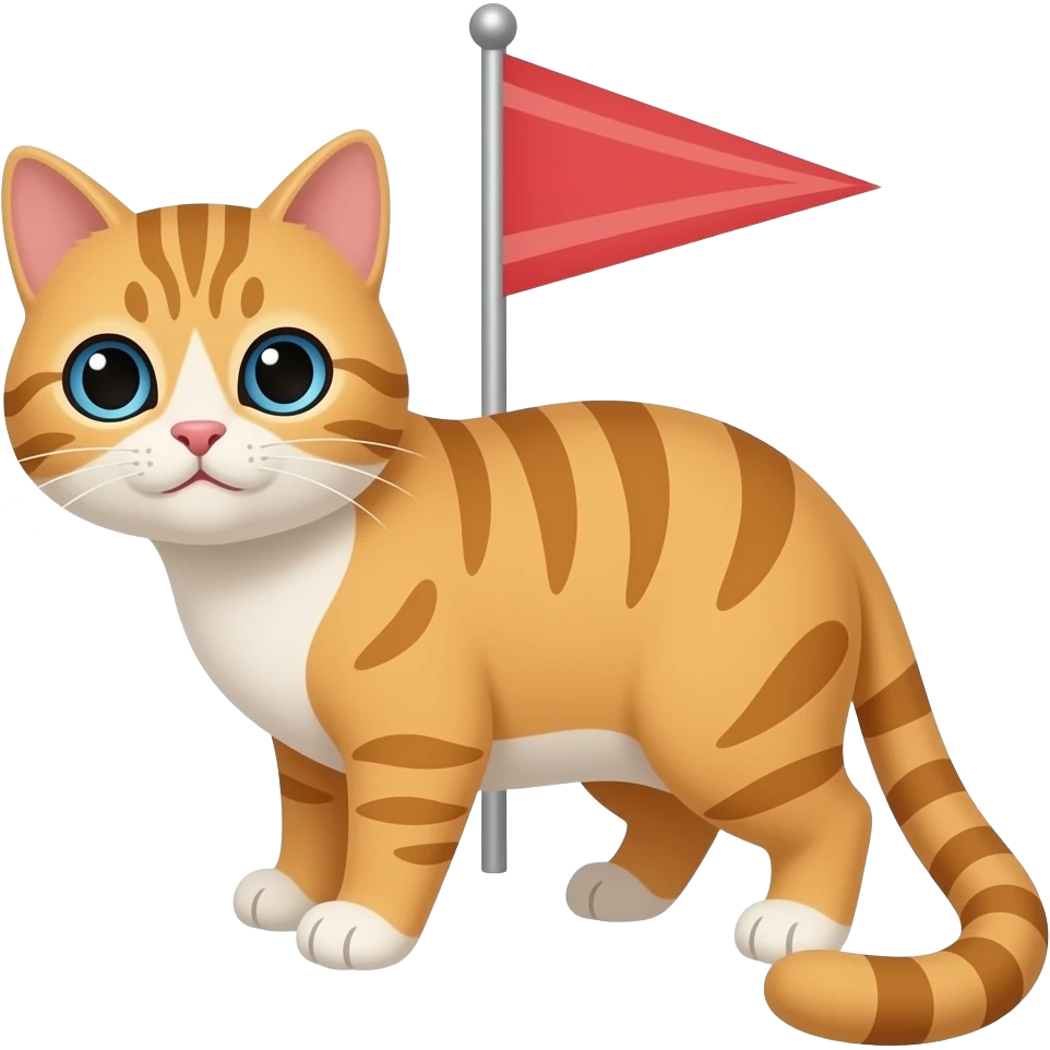 Make the kitty tiny and the flag in triangle shape emoji