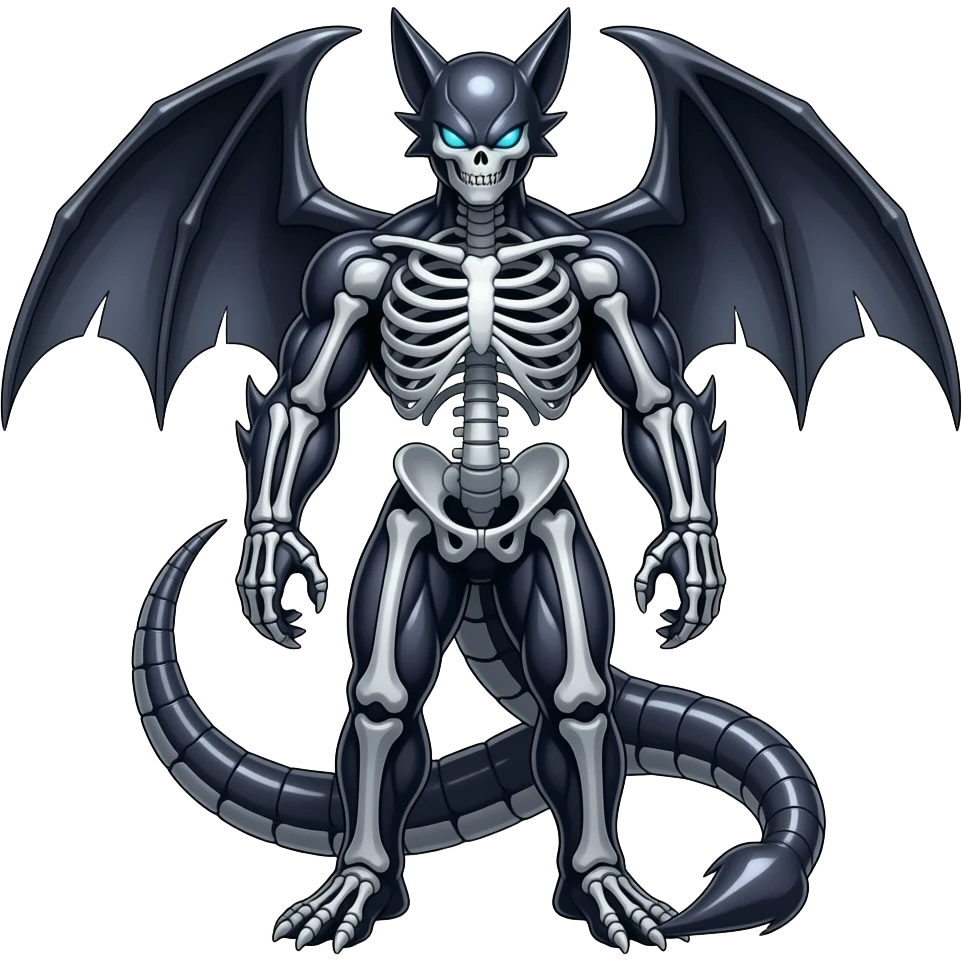 Shiny Dark Dusky Skeletal Cool Hot Stylish Handsome Seviper-Salandit-Darkrai-Renamon-Zoroark-Genesect-Monster-Fakémon-fusion (full body) emoji