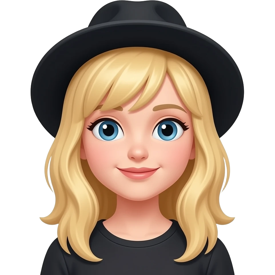 Niña de cabello rubio y sombrero negro emoji