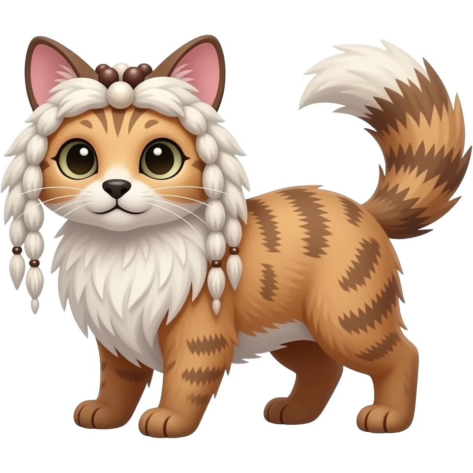 Fuzzy slim oriental feathery long-furred beaded mane cozy rosy aesthetic feathery Rosy beautiful emoji