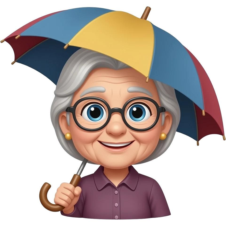 grandma with umbrella emoji