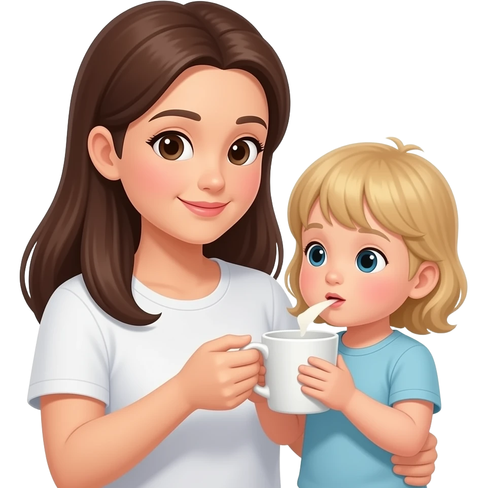 мама поит ребенка из чашки emoji