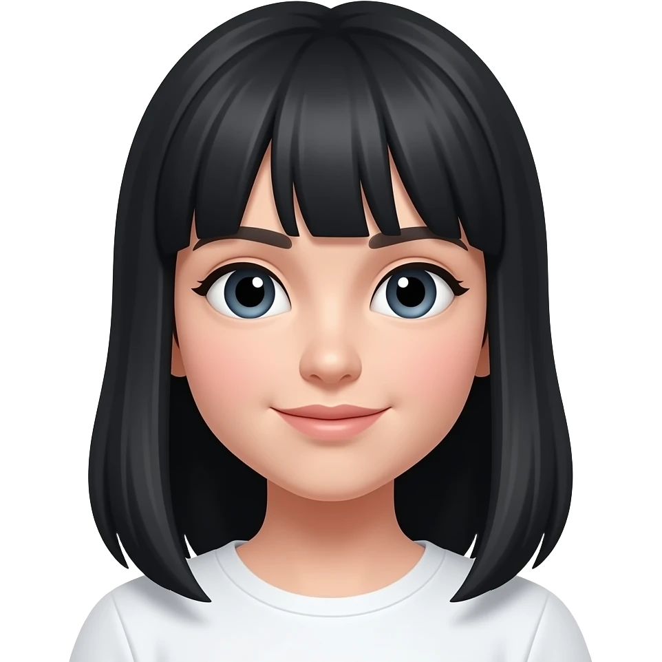 Chica pelinegra con cabello negro y flequillo y que sea blanca emoji