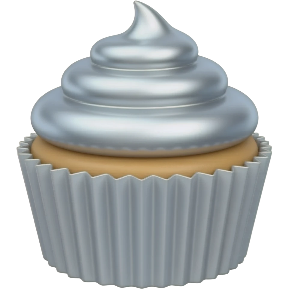 Glossy Silver cupcake emoji
