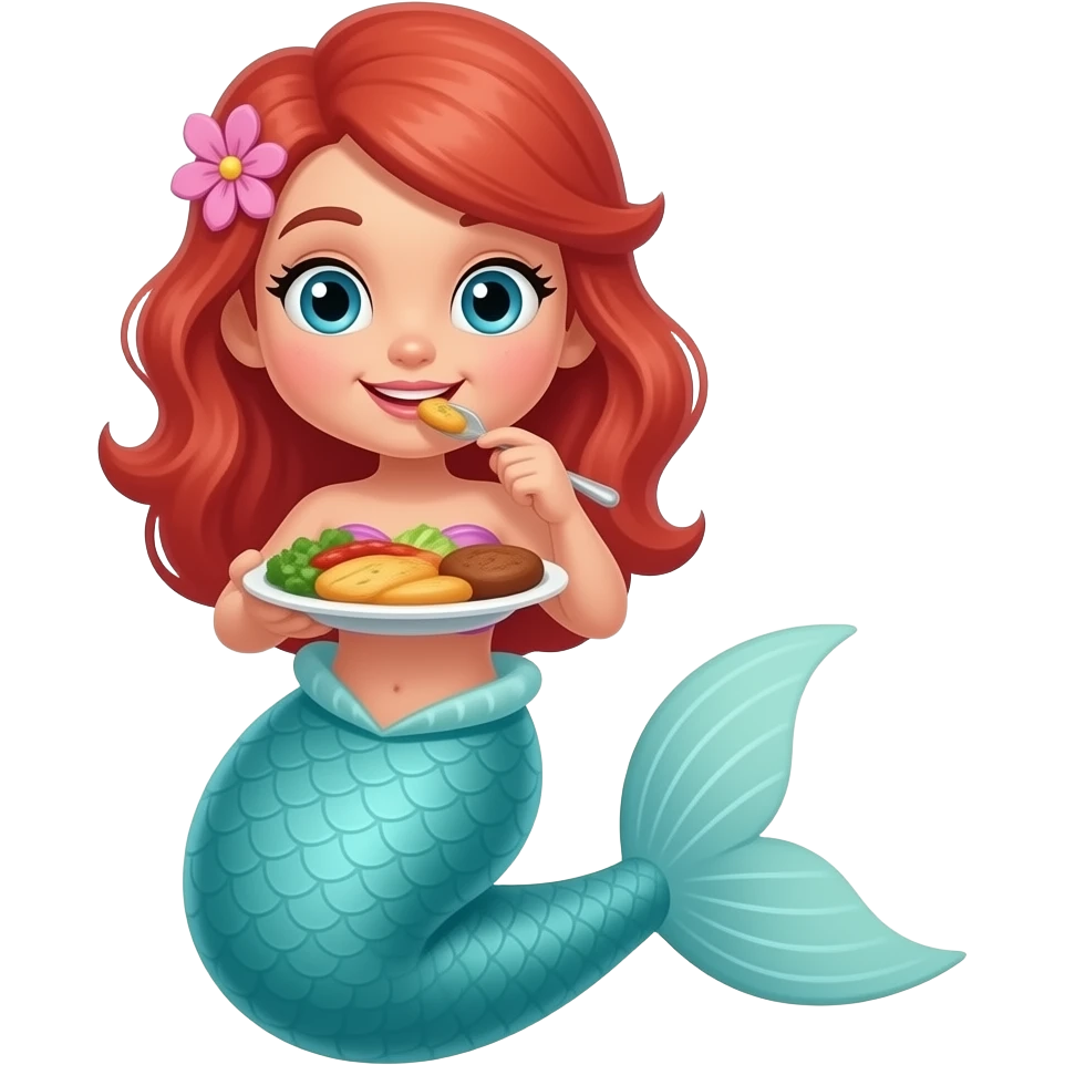 음식을 먹고있는 인어공주 emoji