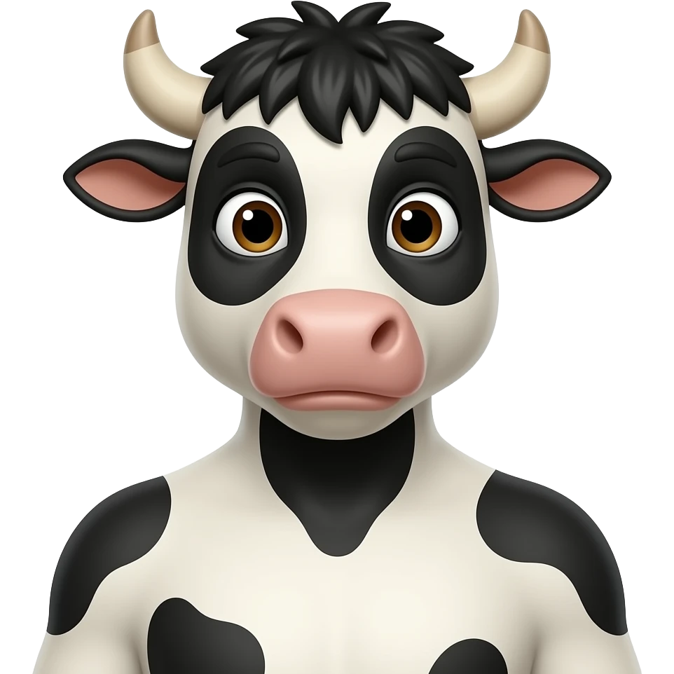 black cow (animated) of the male gender standing as human emoji | AI ...