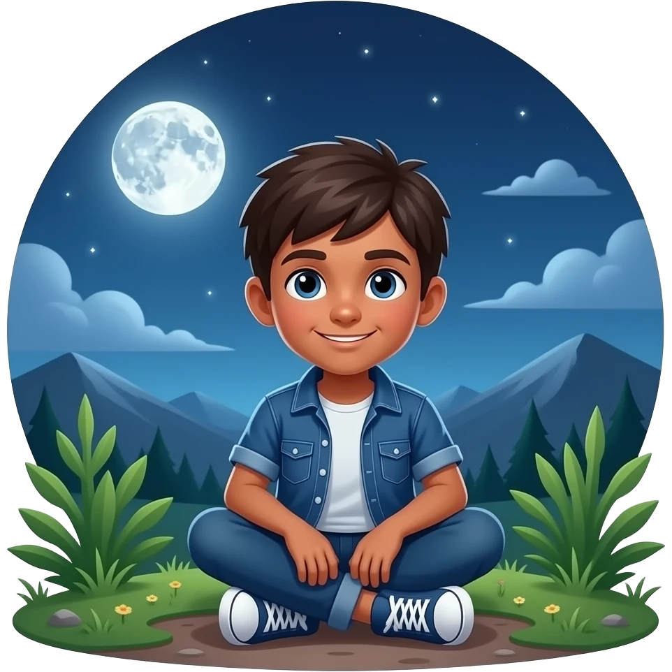 একটি ছেলে জোসনা রাতে চাঁদের নিচে বসে নেশা করছে emoji