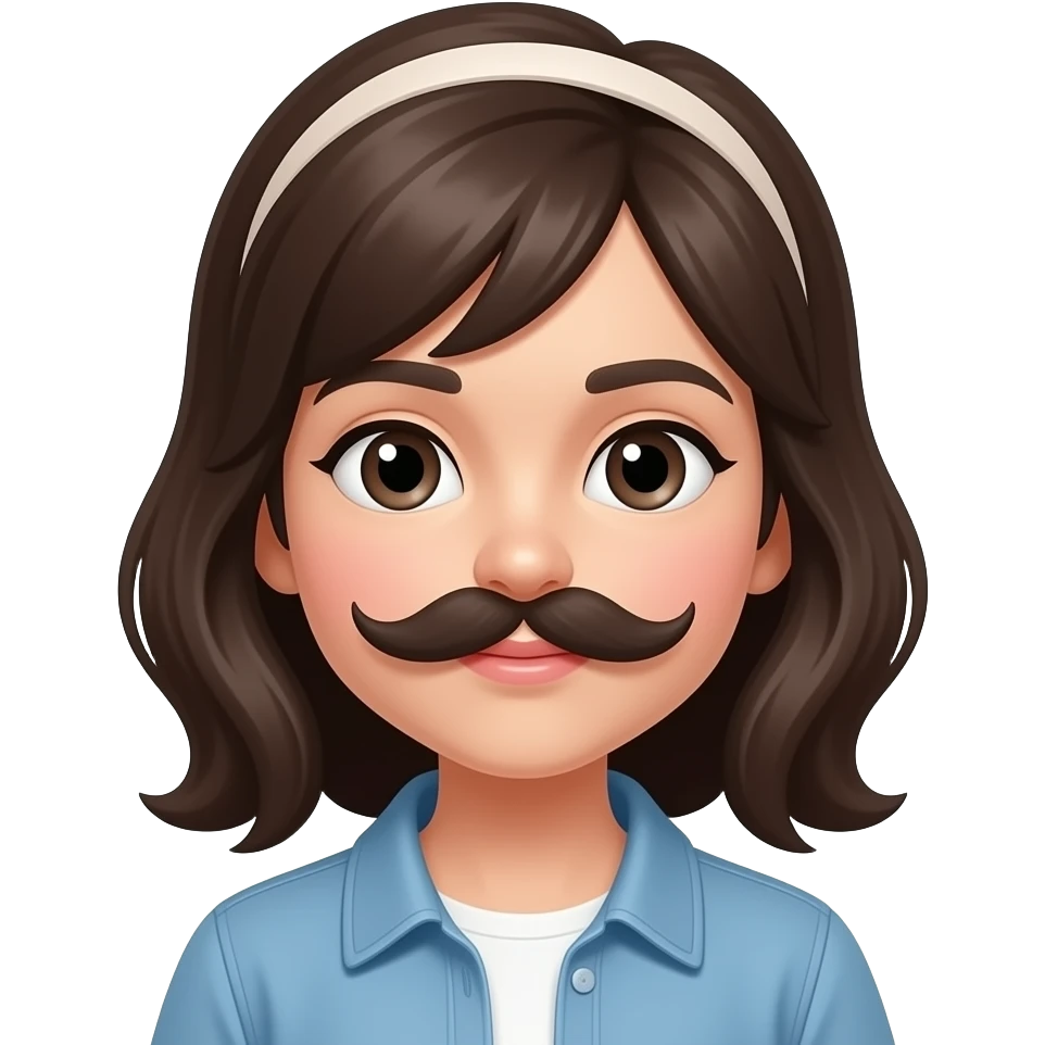 Smal Stylish girl with mustache emoji