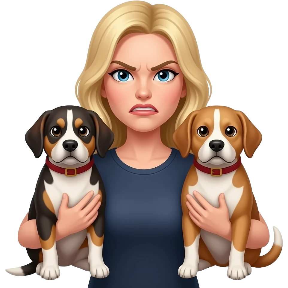 Angry Blonde Women carry in hand Their Dogs emoji