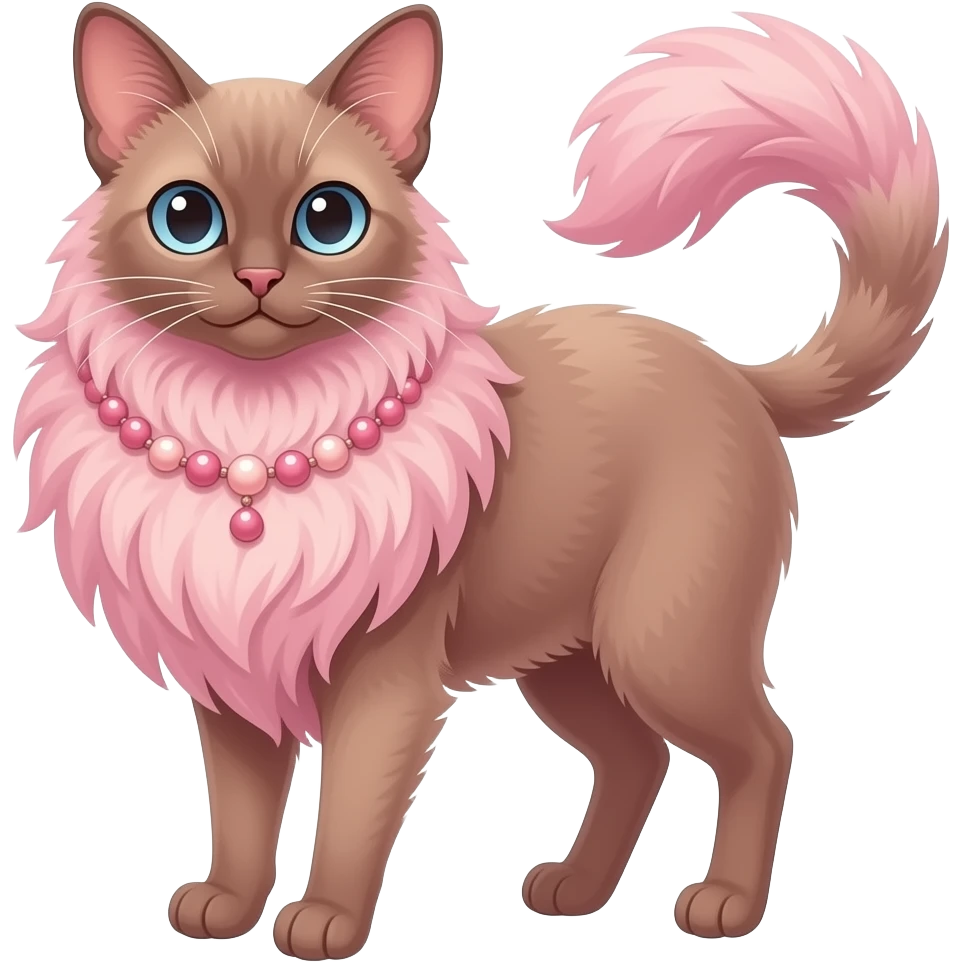 Fuzzy slim oriental feathery long-haired beaded mane cozy rosy aesthetic feathery feminine Rosy beautiful emoji