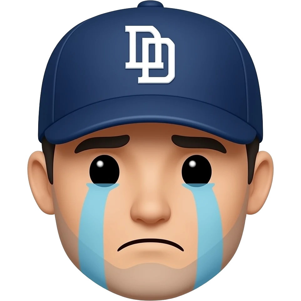 Crying face with padres hat emoji