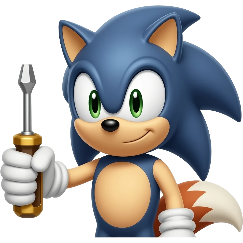 Make tails the fox from sonic holding a screwdriver emoji