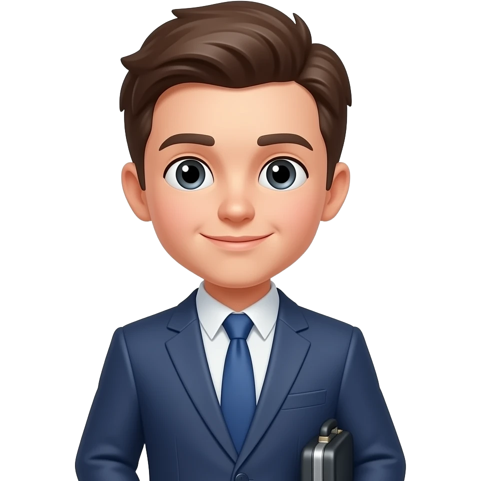 정장입은 소년 옆에 서류가방이 있으면 좋겠는데, 상반신만 나오게 emoji