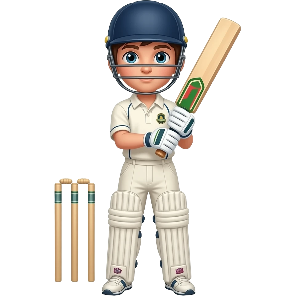 Cricket with a cricketer boy holding bat emoji