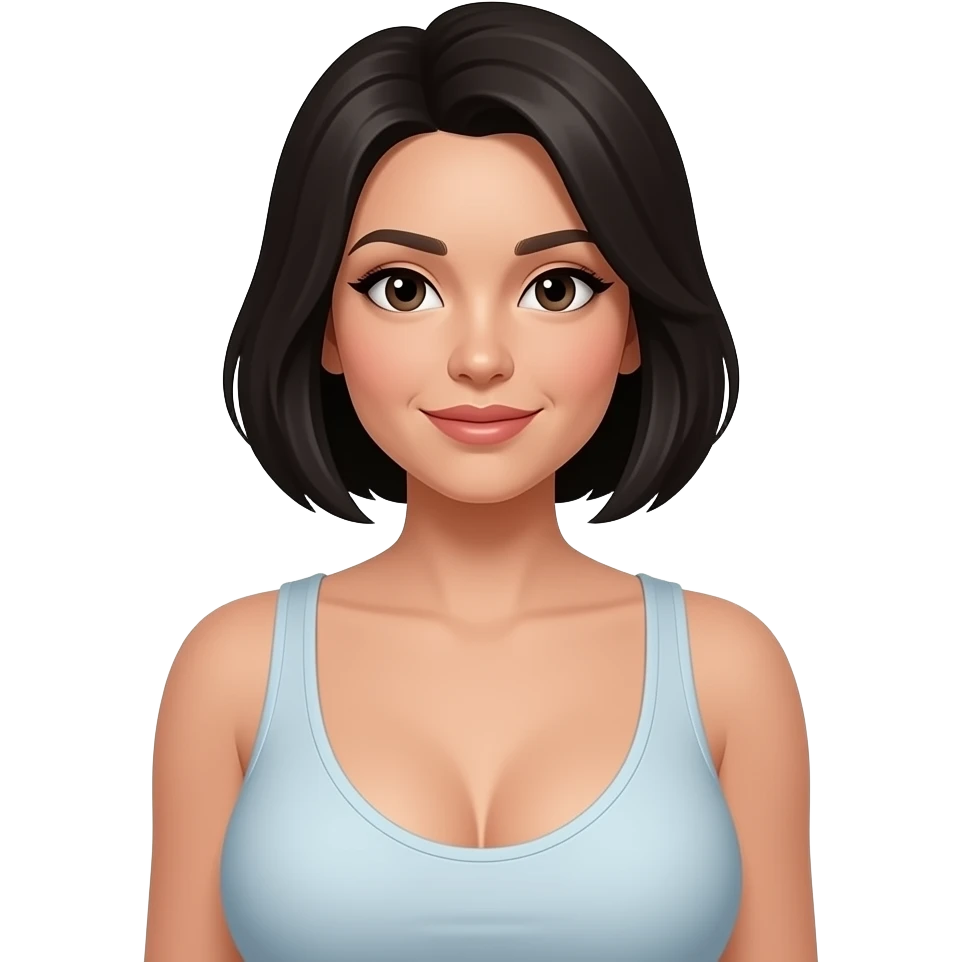 Bigger boobs mid short black hair emoji