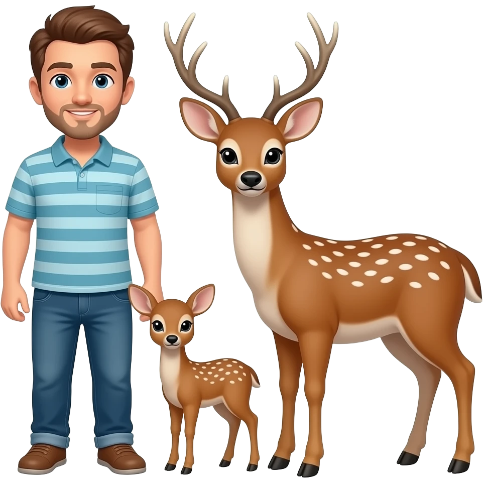 Deer dad and Deer mom and fawn emoji