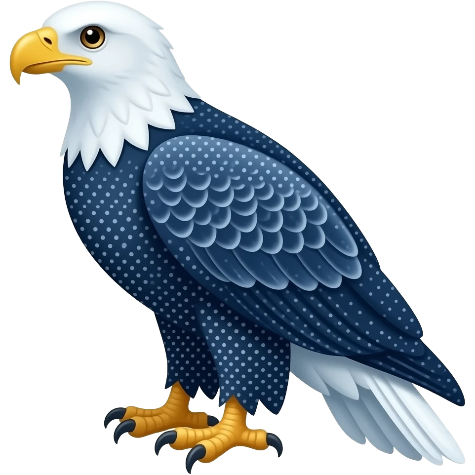 An navy white dots eagle fish emoji