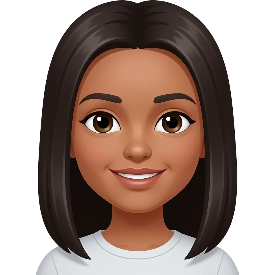 Cabello lacio y piel morena emoji