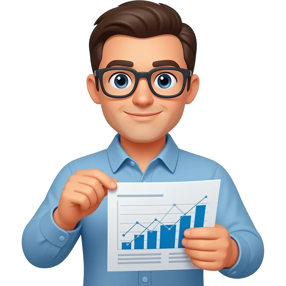 guy with glasses that works with charts and graphs emoji