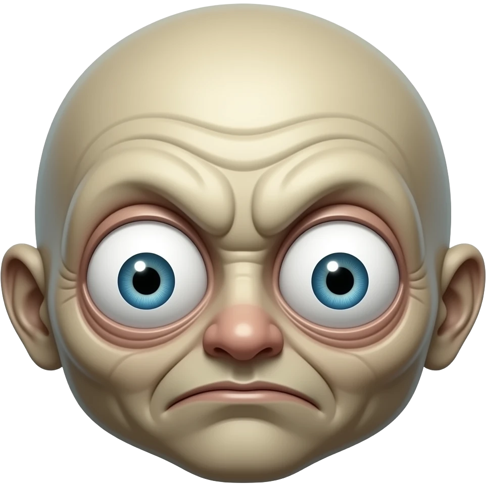 retarded,ugly, fucked up eyes looking creature emoji