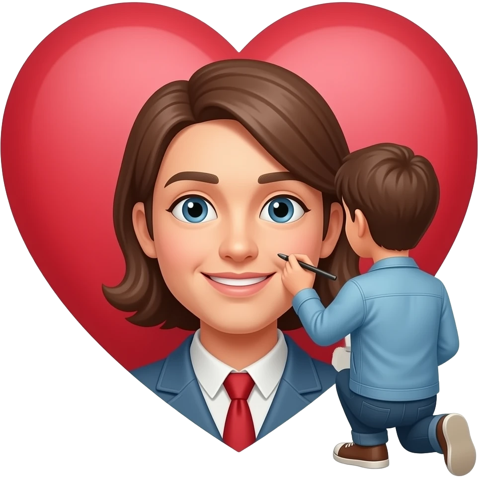 a person writing a script on a heart emoji