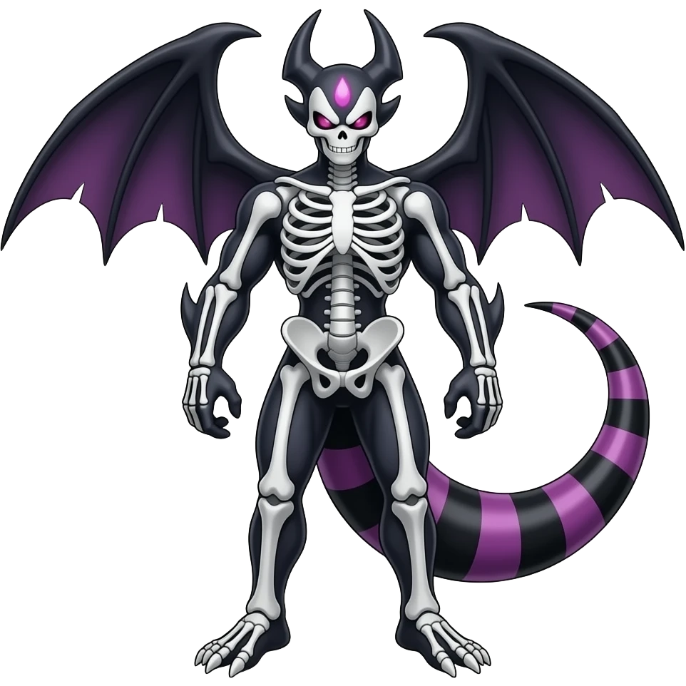 Shiny Badass Edgy Dark Evil Spectral Dusky Spooky Skeletal Cool Hot Stylish Handsome Duskull-Marowak-Darkrai-Fakémon-fusion (full body) emoji