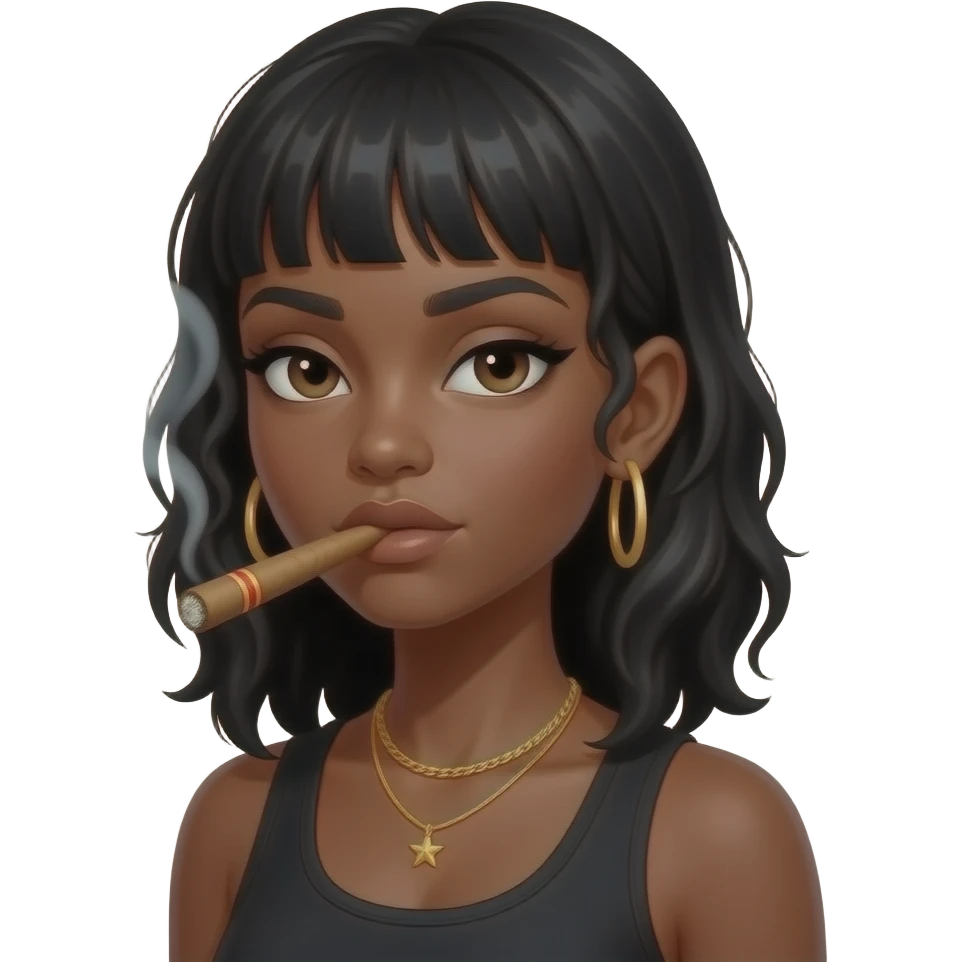 stoner girl emoji smoking blunt weed black make it more apple design emoji