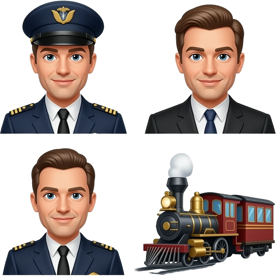 Print text: "The little train that couldn't, don't run out of steam at SteamWorks". Image of Gay leatherman train conductor, gay leatherman passengers on the little train that couldn't. emoji