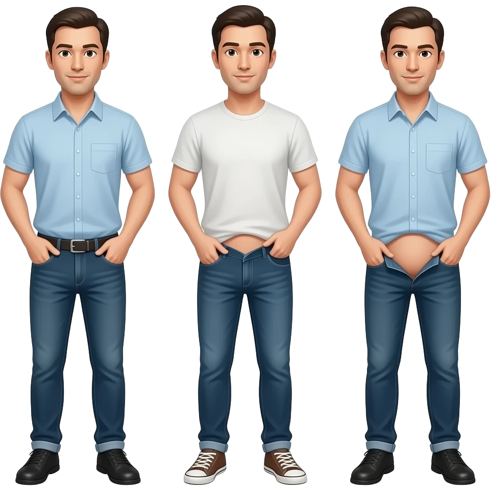 Nahaufname von drei Männern die ihre Hose herunter ziehen und ihren nackten arsch herausstrecken emoji