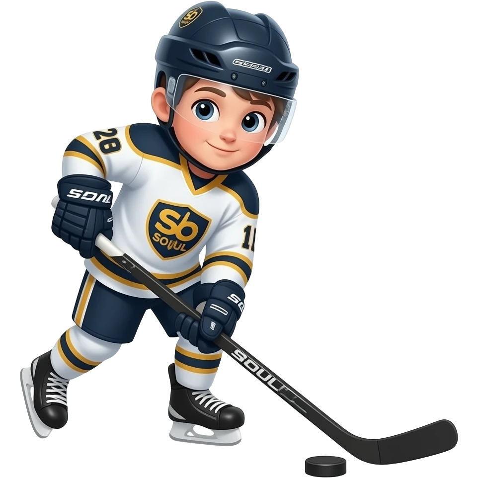 en liten gutt som spiller sjelkehockey emoji