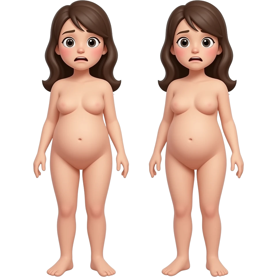 2 pregnant womans naked blushes and scared full-length emoji