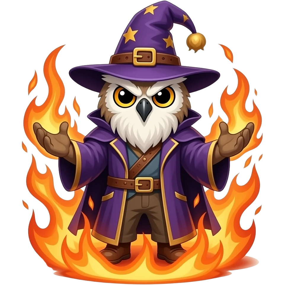 owl wizard angry fire emoji