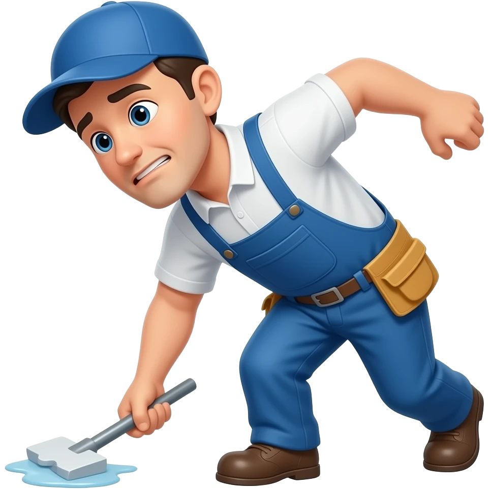 a cleaning man staggering backwards emoji