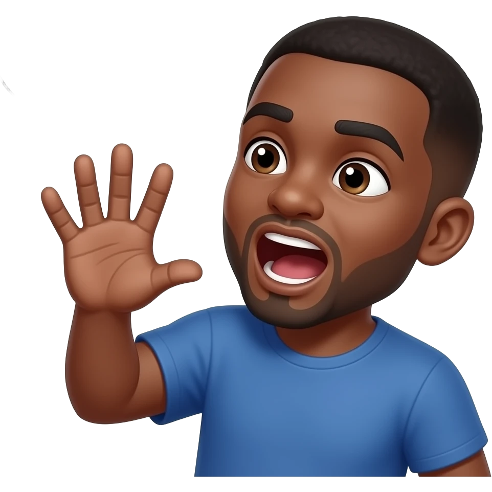 make a black man, really black, doing black things. with a comic bubble text he is shouting "nigga" emoji