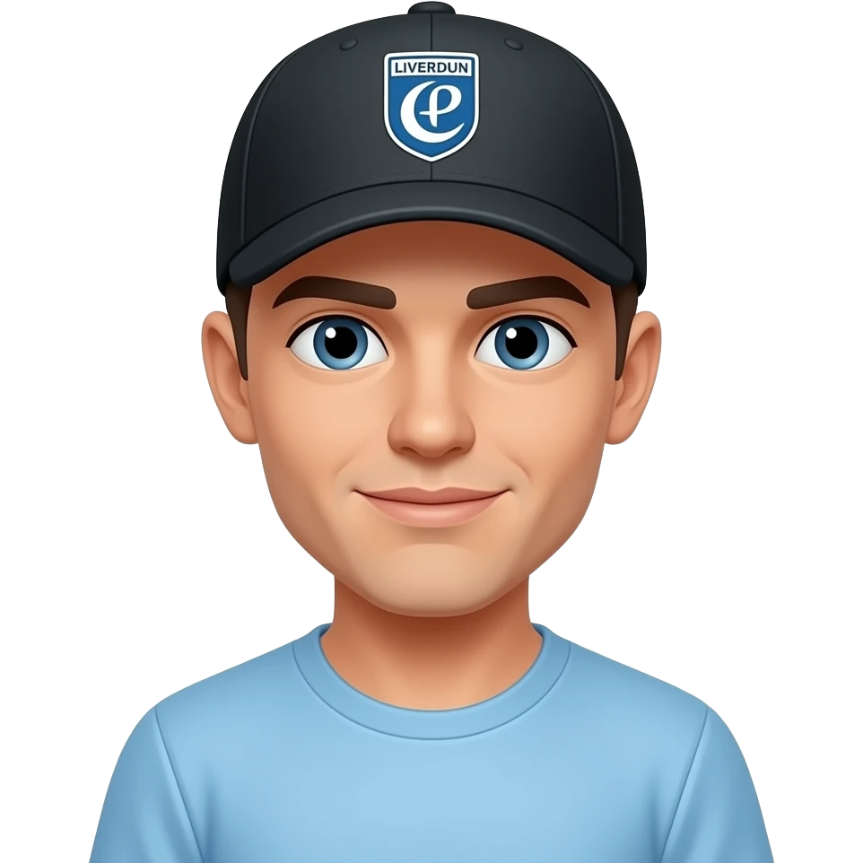 tenue bleu clair casquette noire logo Liverdun emoji
