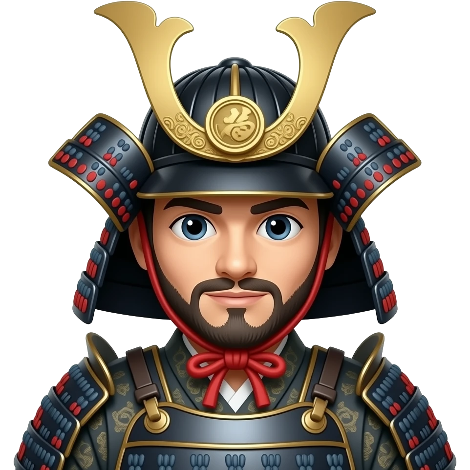 A samurai warrior, 3D glossy Apple Genmoji style, soft shadows, white background, no text. emoji