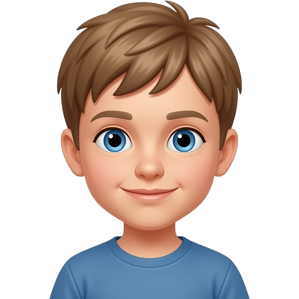 Tyler aged 10 blue eyes light short brown  hair emoji