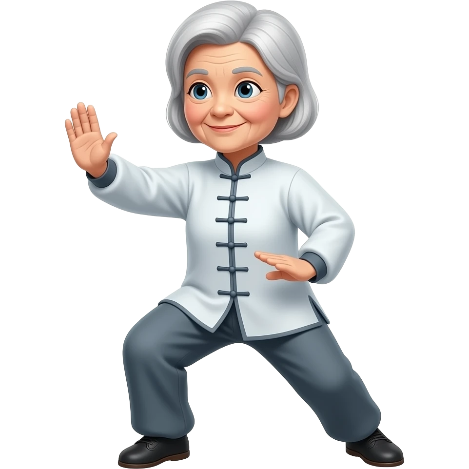old lady taichi light medium gray hair emoji