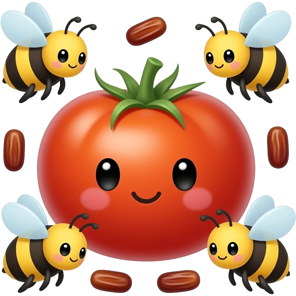 cute bumble bees and date tomatoes emoji