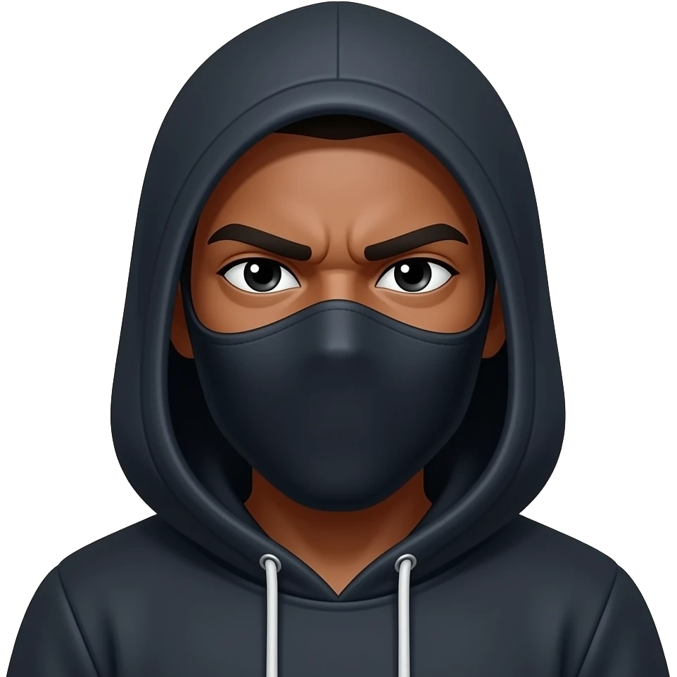Thug man head with balaclava hoodrich emoji