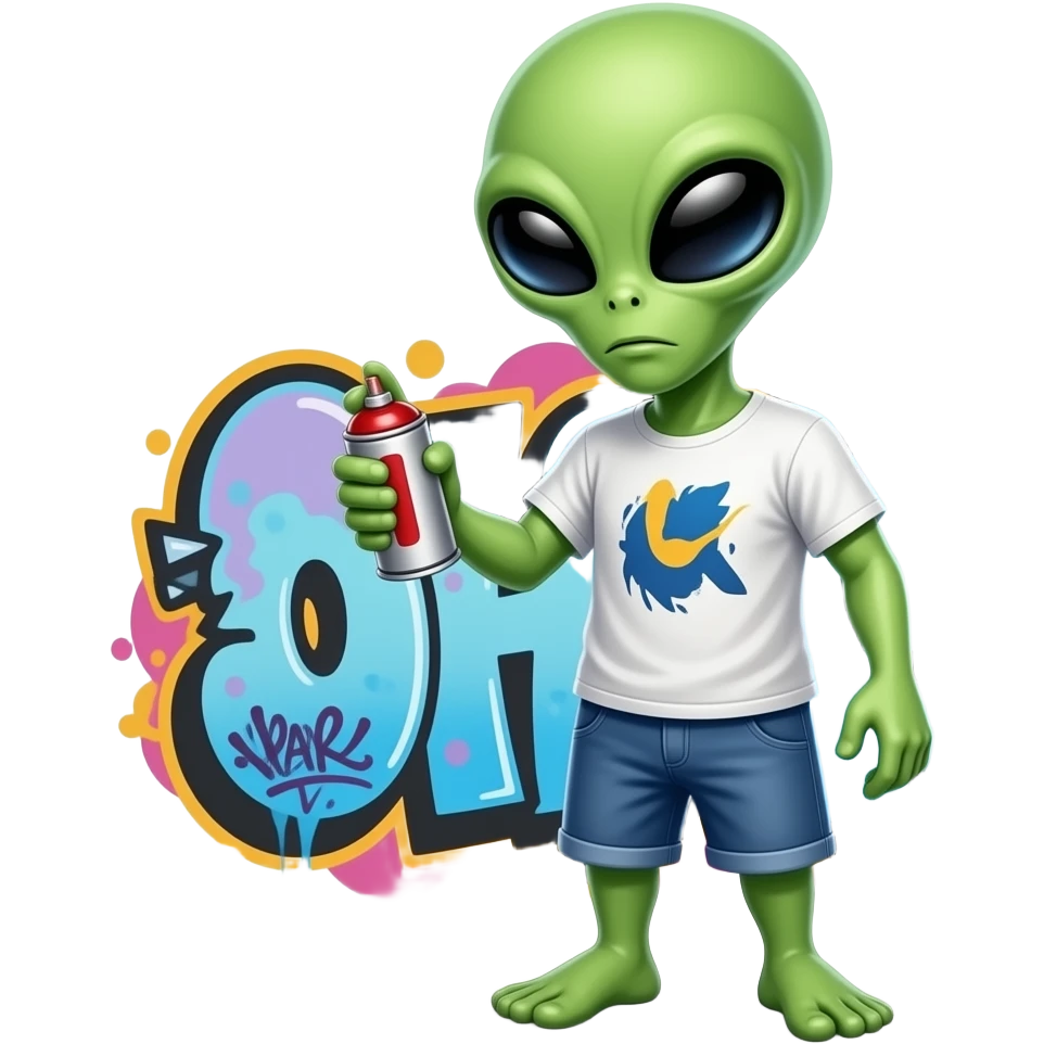 Alien spray paint graffiti emoji