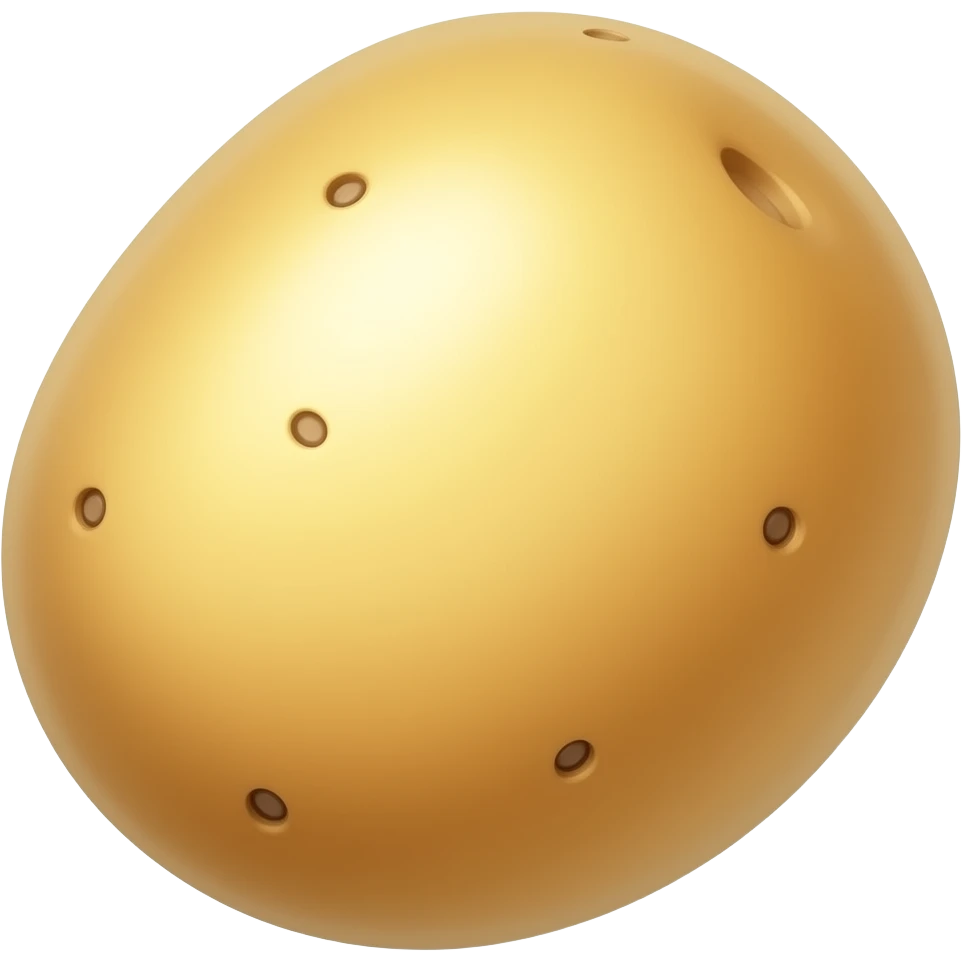 Create high-quality glossy emojis with a vibrant modern style.Make the emojis look premium, shiny, and eye-catching with bright highlights, smooth gradients, soft reflections, and glowing details. Potato emoji emoji